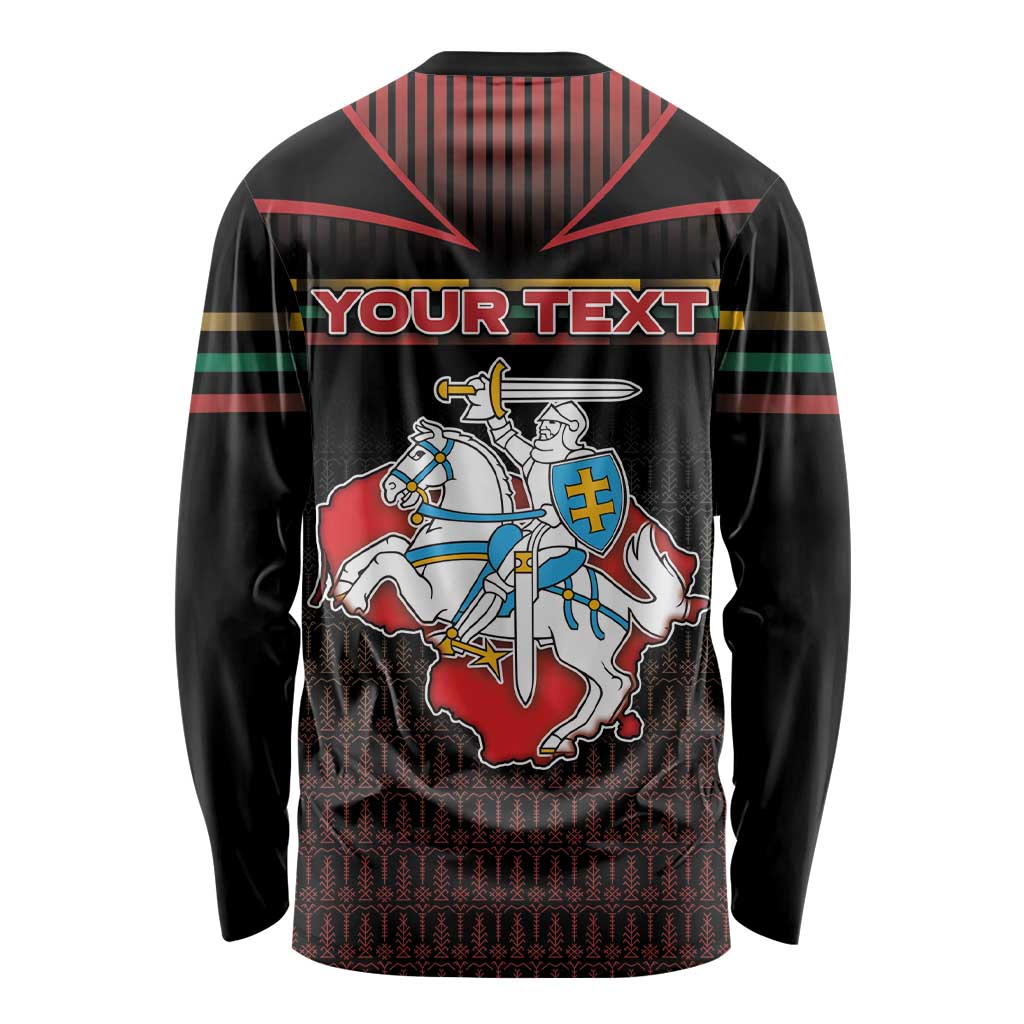 Personalized Lithuania Long Sleeve Shirt Knight In Armor With Map - Wonder Print Shop