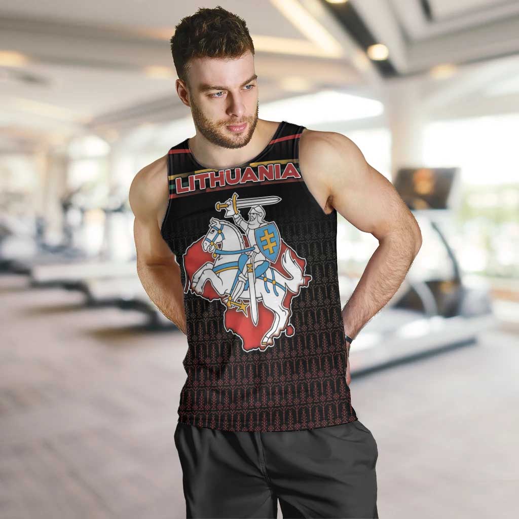 Personalized Lithuania Men Tank Top Knight In Armor With Map - Wonder Print Shop