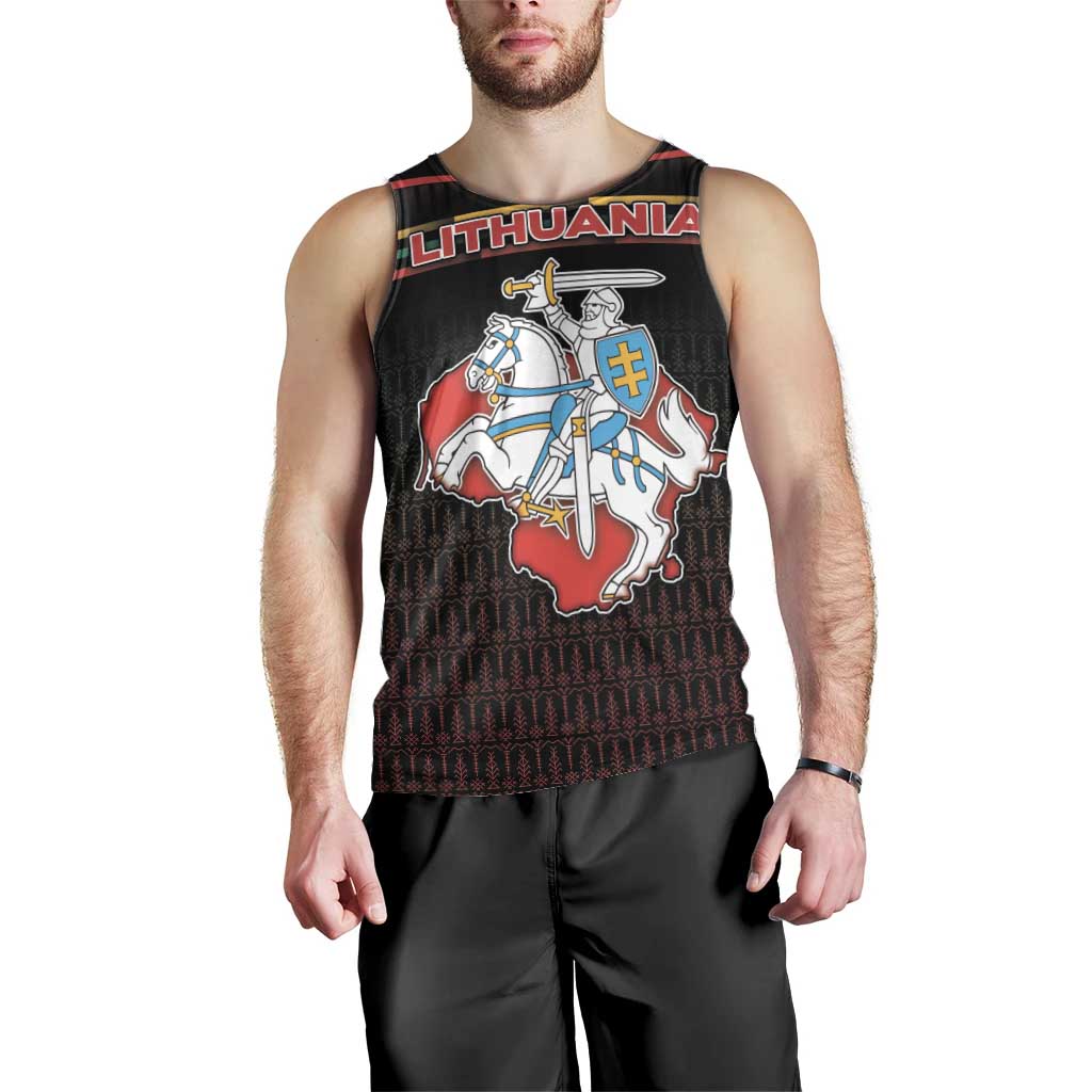 Personalized Lithuania Men Tank Top Knight In Armor With Map - Wonder Print Shop