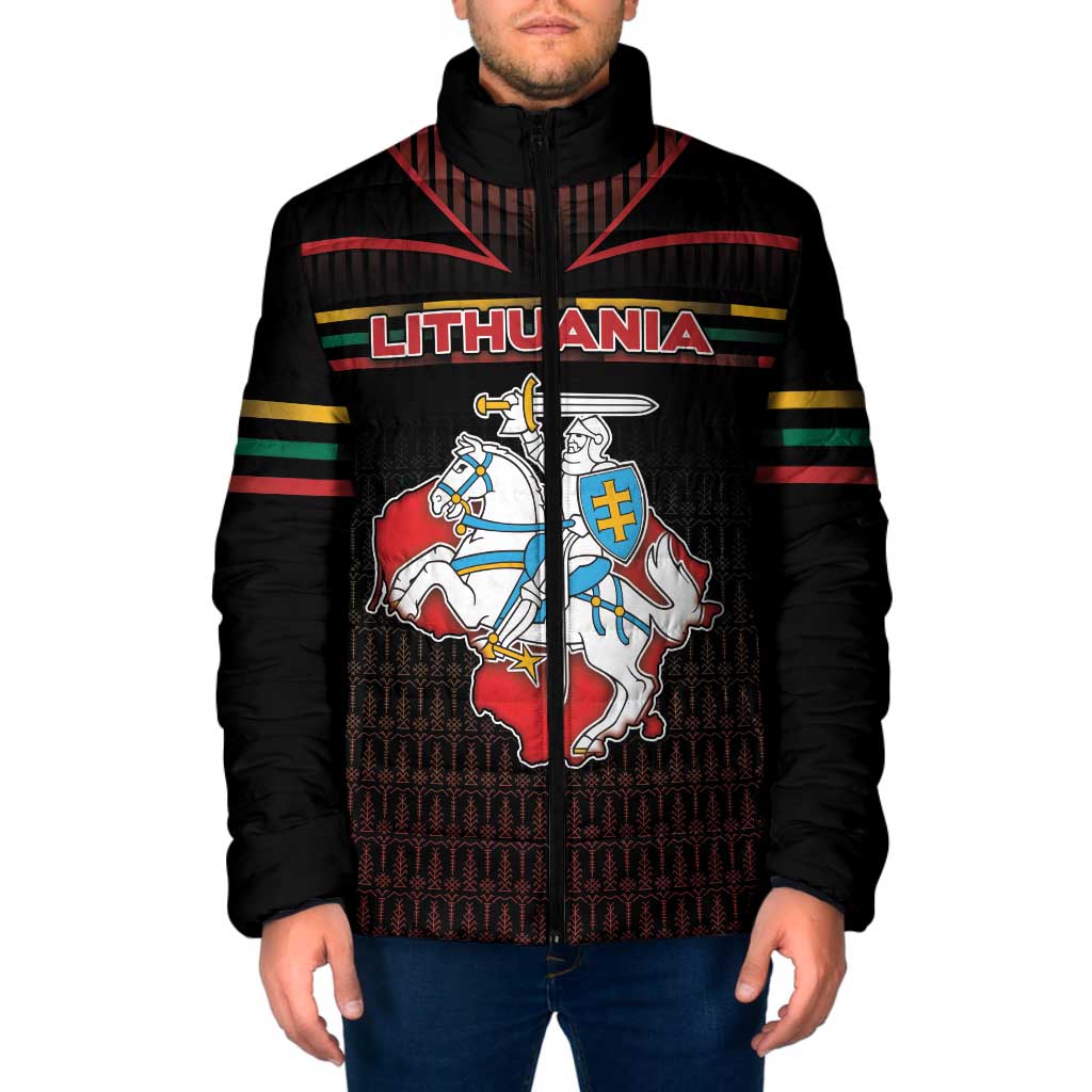 Personalized Lithuania Padded Jacket Knight In Armor With Map - Wonder Print Shop