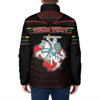 Personalized Lithuania Padded Jacket Knight In Armor With Map - Wonder Print Shop