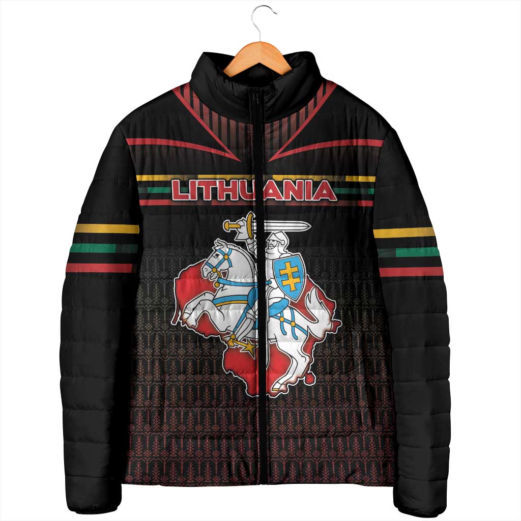 Personalized Lithuania Padded Jacket Knight In Armor With Map - Wonder Print Shop