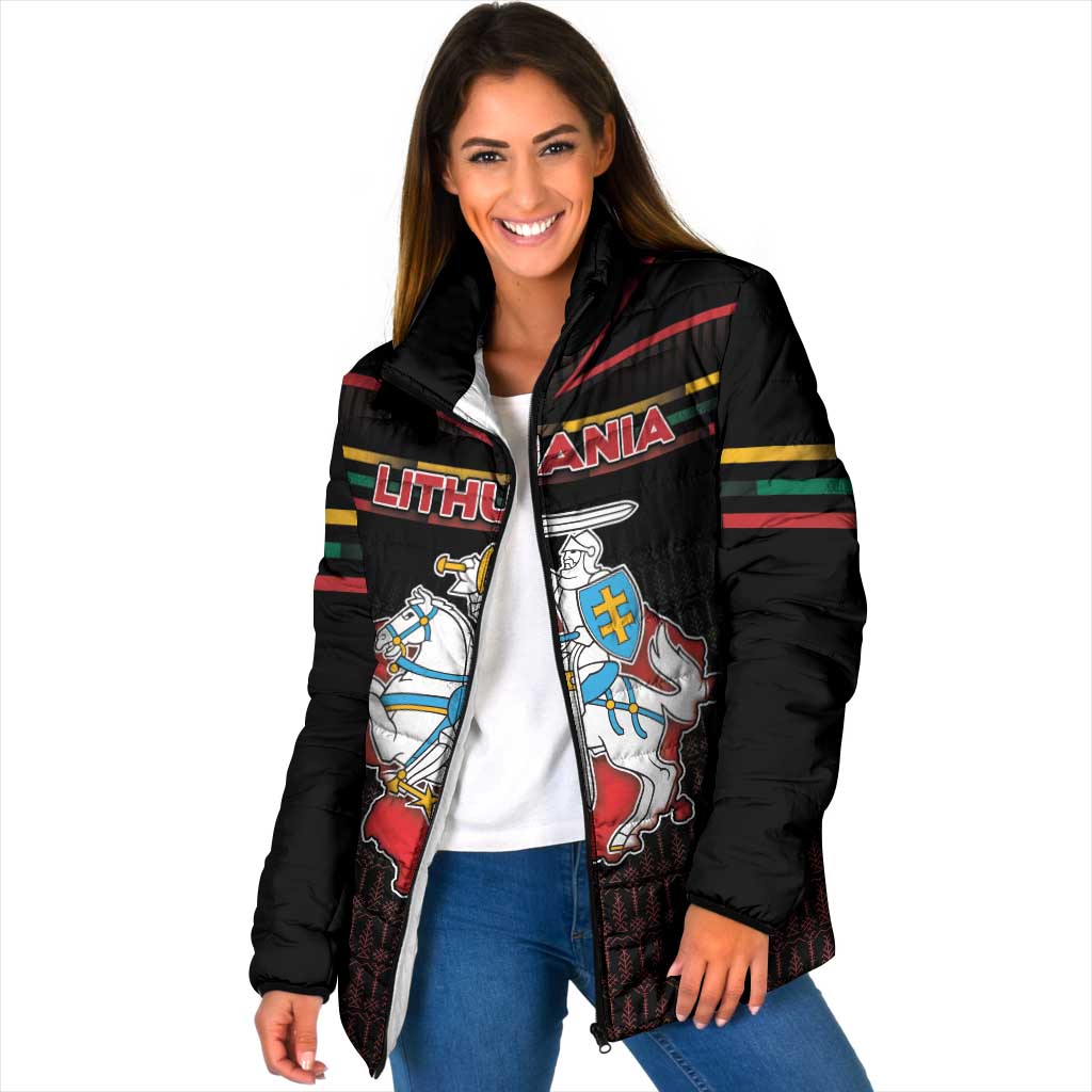 Personalized Lithuania Padded Jacket Knight In Armor With Map - Wonder Print Shop