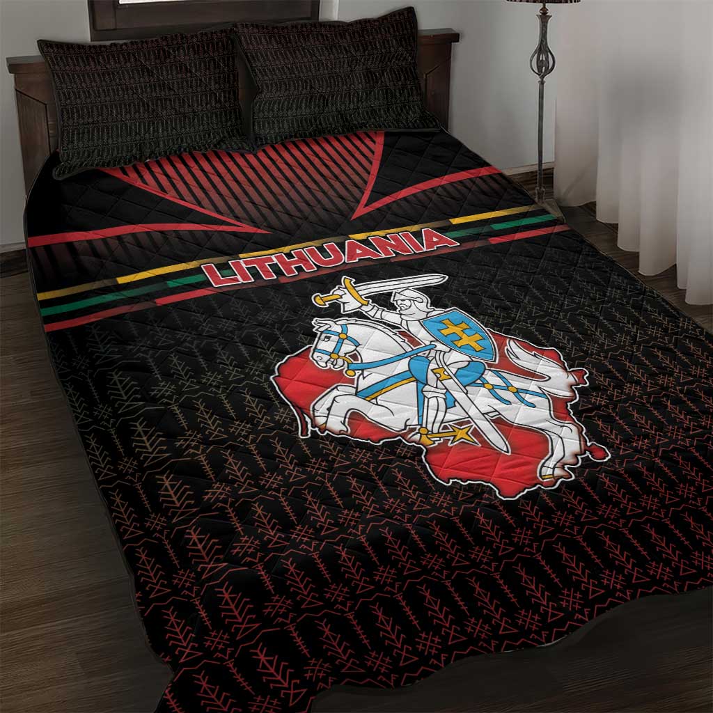 Lithuania Quilt Bed Set Knight In Armor With Map - Wonder Print Shop