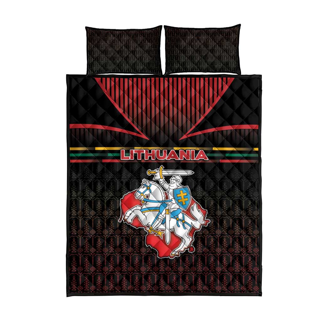 Lithuania Quilt Bed Set Knight In Armor With Map - Wonder Print Shop