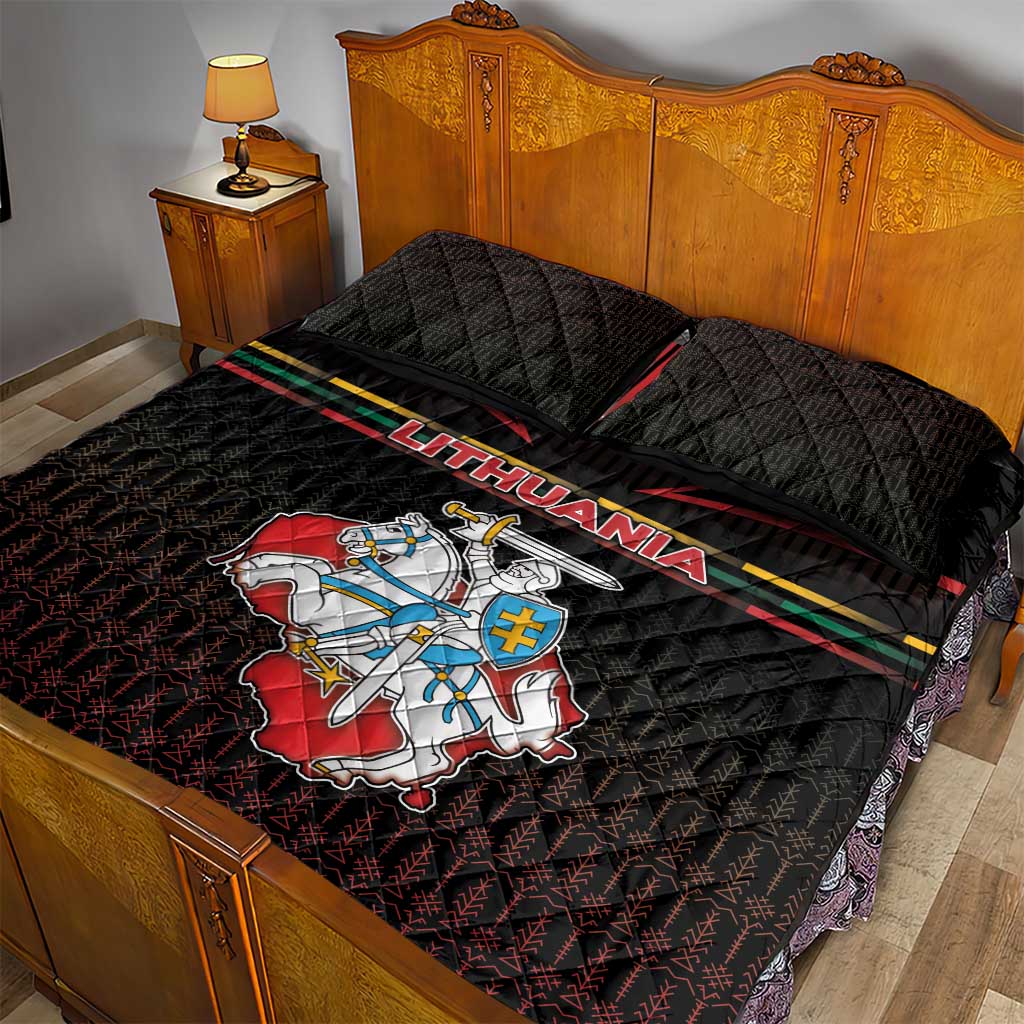 Lithuania Quilt Bed Set Knight In Armor With Map - Wonder Print Shop