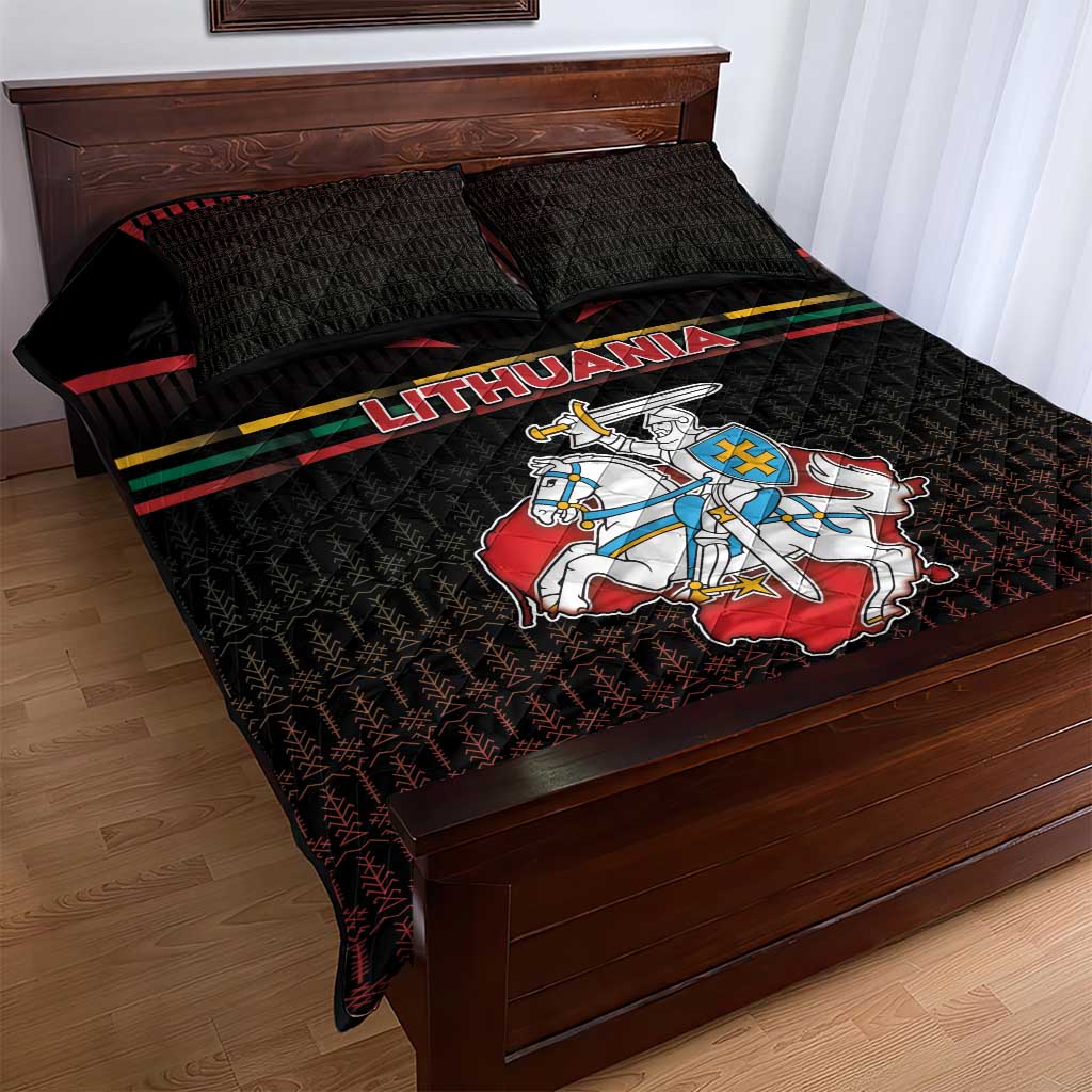 Lithuania Quilt Bed Set Knight In Armor With Map - Wonder Print Shop