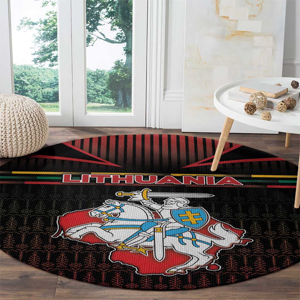 Lithuania Round Carpet Knight In Armor With Map - Wonder Print Shop