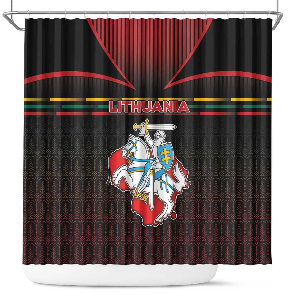 Lithuania Shower Curtain Knight In Armor With Map - Wonder Print Shop