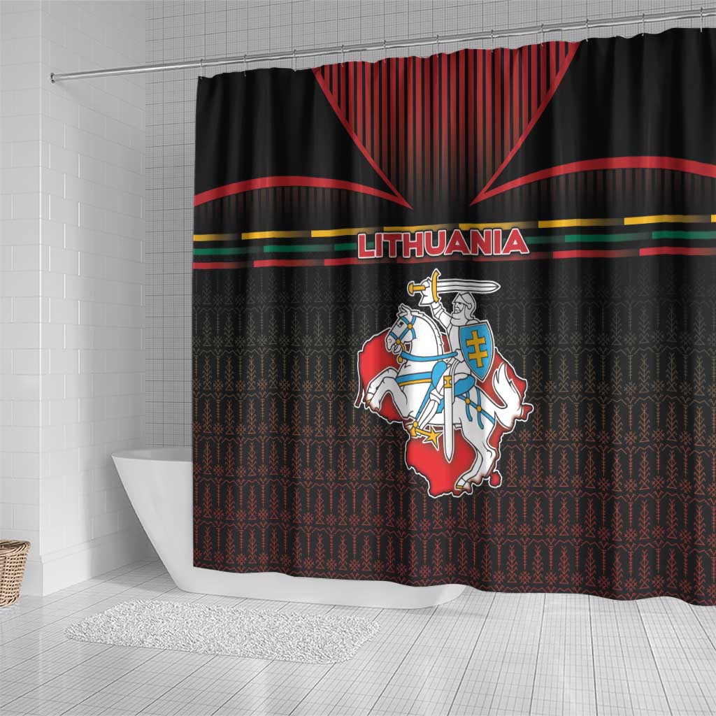 Lithuania Shower Curtain Knight In Armor With Map - Wonder Print Shop