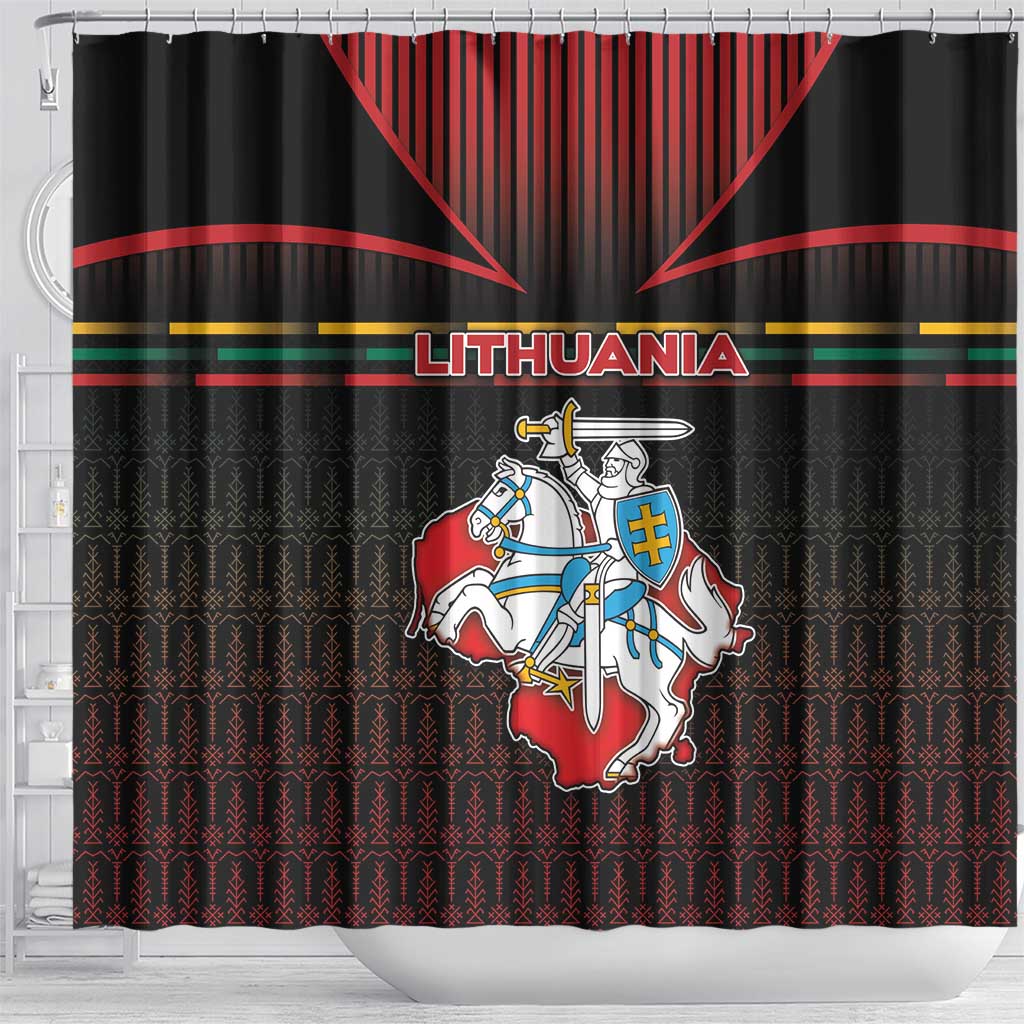 Lithuania Shower Curtain Knight In Armor With Map - Wonder Print Shop
