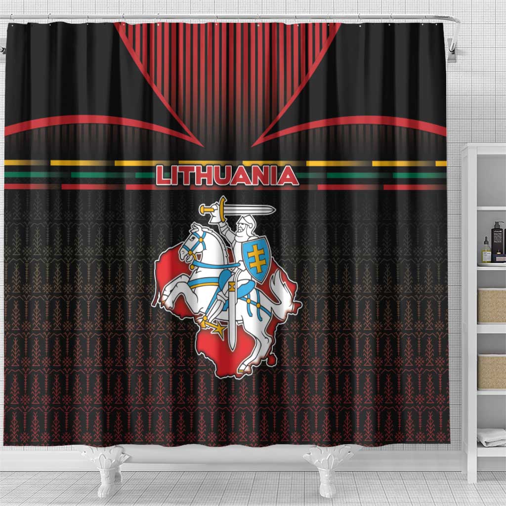 Lithuania Shower Curtain Knight In Armor With Map - Wonder Print Shop