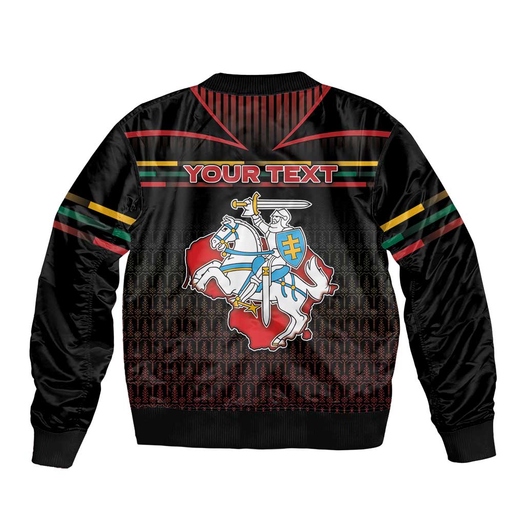 Personalized Lithuania Sleeve Zip Bomber Jacket Knight In Armor With Map - Wonder Print Shop