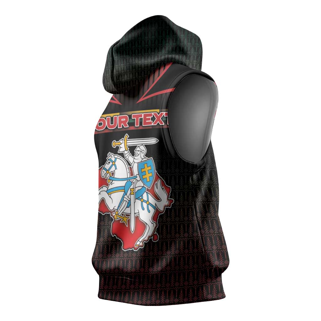 Personalized Lithuania Sleeveless Hoodie Knight In Armor With Map - Wonder Print Shop