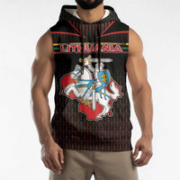 Personalized Lithuania Sleeveless Hoodie Knight In Armor With Map - Wonder Print Shop