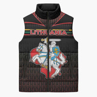 Personalized Lithuania Sleeveless Puffer Jacket Knight In Armor With Map - Wonder Print Shop