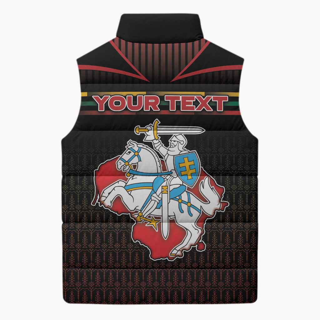 Personalized Lithuania Sleeveless Puffer Jacket Knight In Armor With Map - Wonder Print Shop