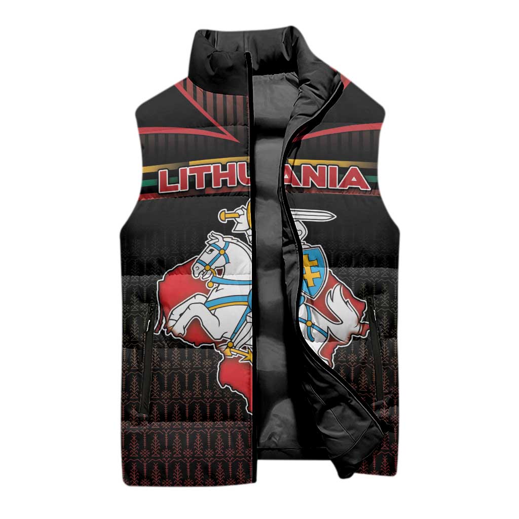 Personalized Lithuania Sleeveless Puffer Jacket Knight In Armor With Map - Wonder Print Shop
