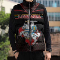 Personalized Lithuania Sleeveless Puffer Jacket Knight In Armor With Map - Wonder Print Shop