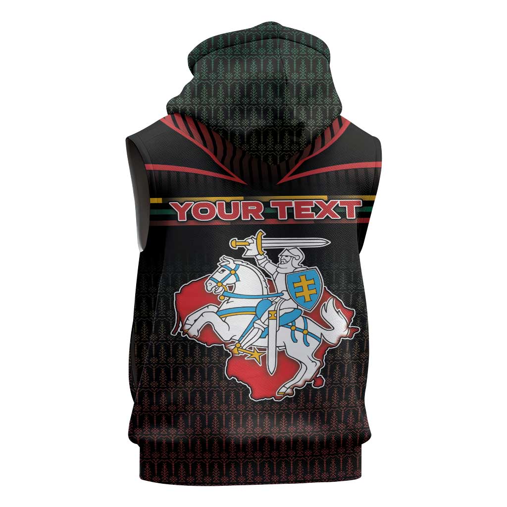 Personalized Lithuania Sleeveless Zip Hoodie Knight In Armor With Map - Wonder Print Shop