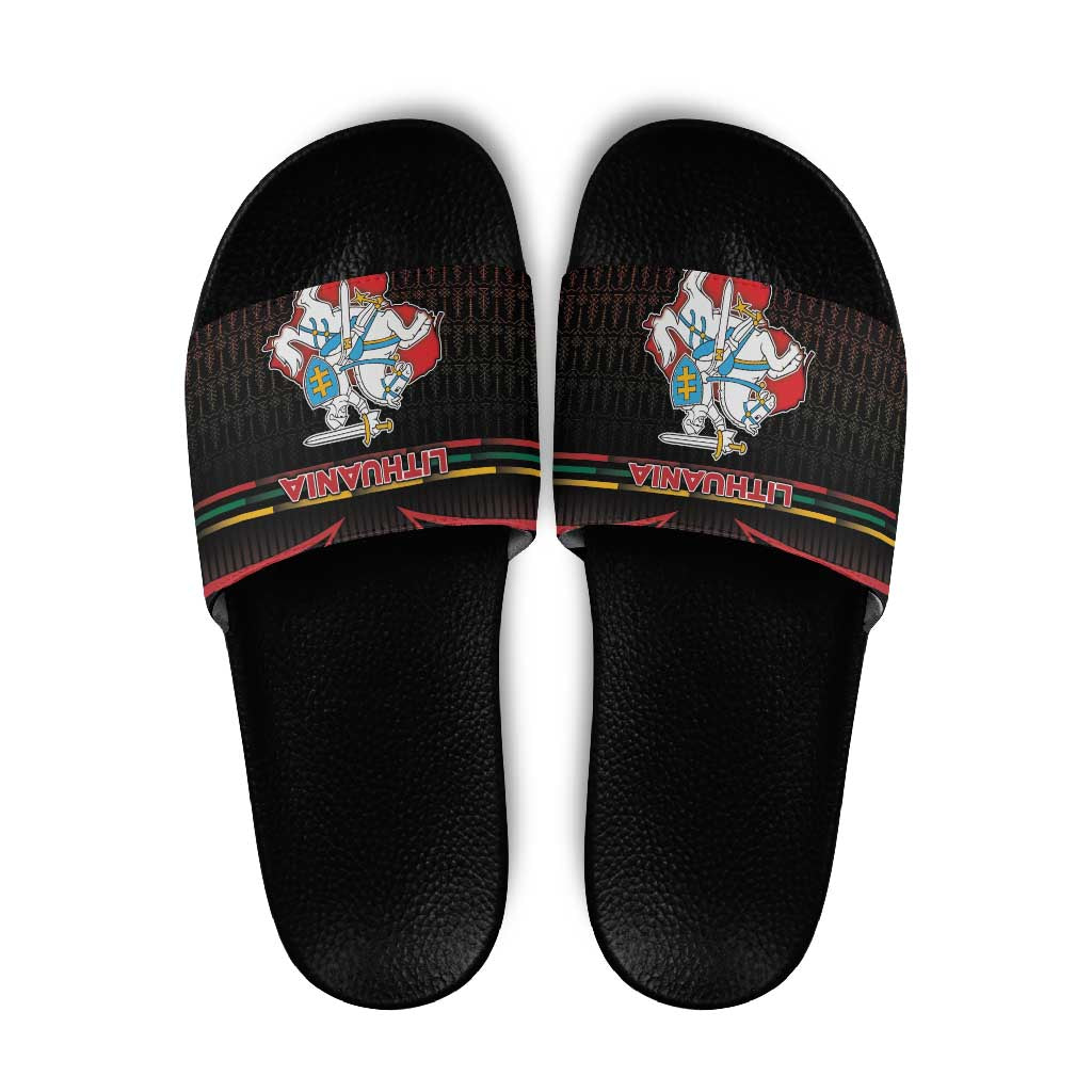 Lithuania Slide Sandals Knight In Armor With Map - Wonder Print Shop