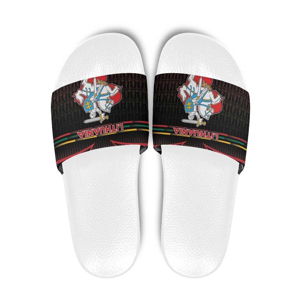 Lithuania Slide Sandals Knight In Armor With Map - Wonder Print Shop