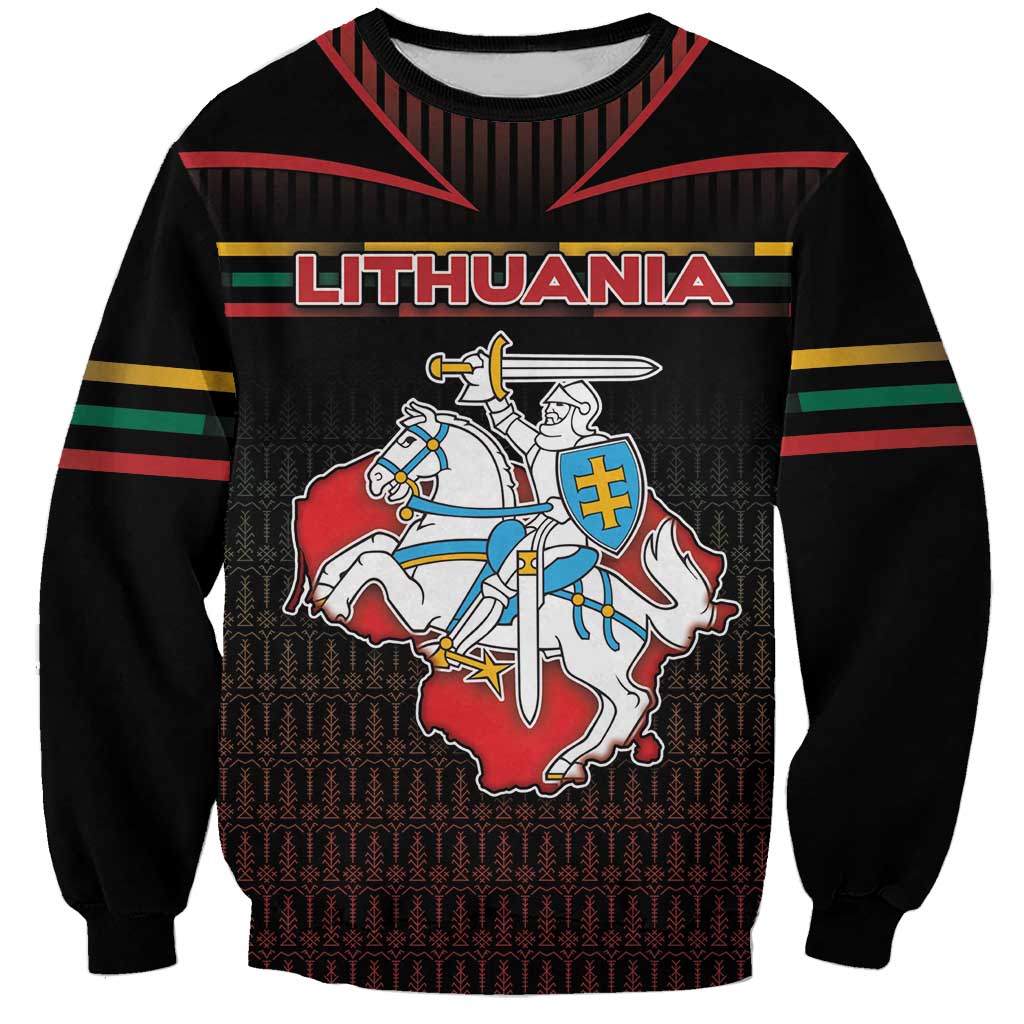 Personalized Lithuania Sweatshirt Knight In Armor With Map - Wonder Print Shop