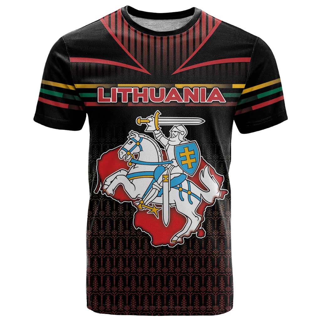 Personalized Lithuania T Shirt Knight In Armor With Map - Wonder Print Shop