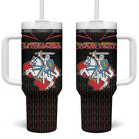 Personalized Lithuania Tumbler With Handle Knight In Armor With Map - Wonder Print Shop