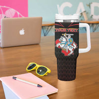 Personalized Lithuania Tumbler With Handle Knight In Armor With Map - Wonder Print Shop