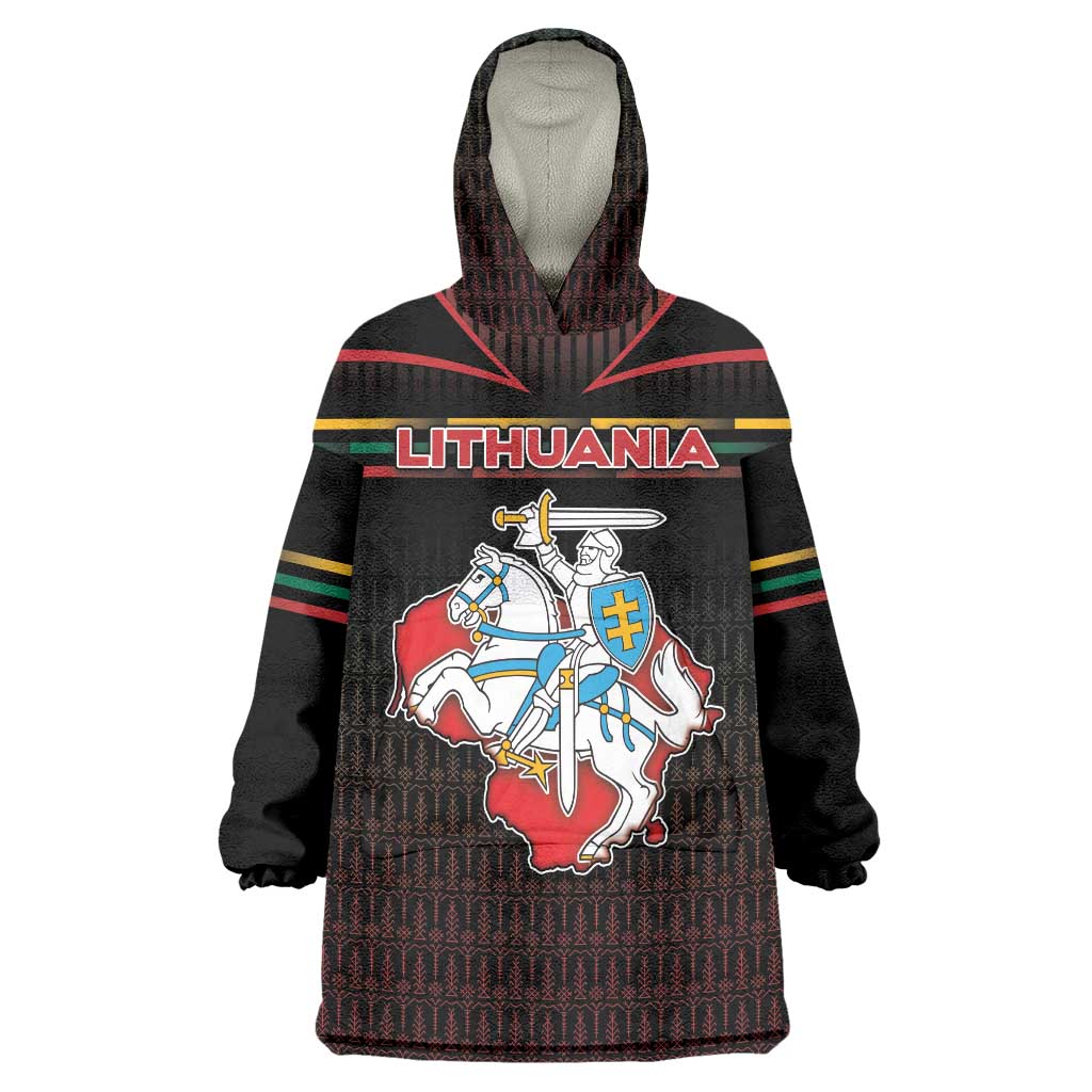 Personalized Lithuania Wearable Blanket Hoodie Knight In Armor With Map - Wonder Print Shop