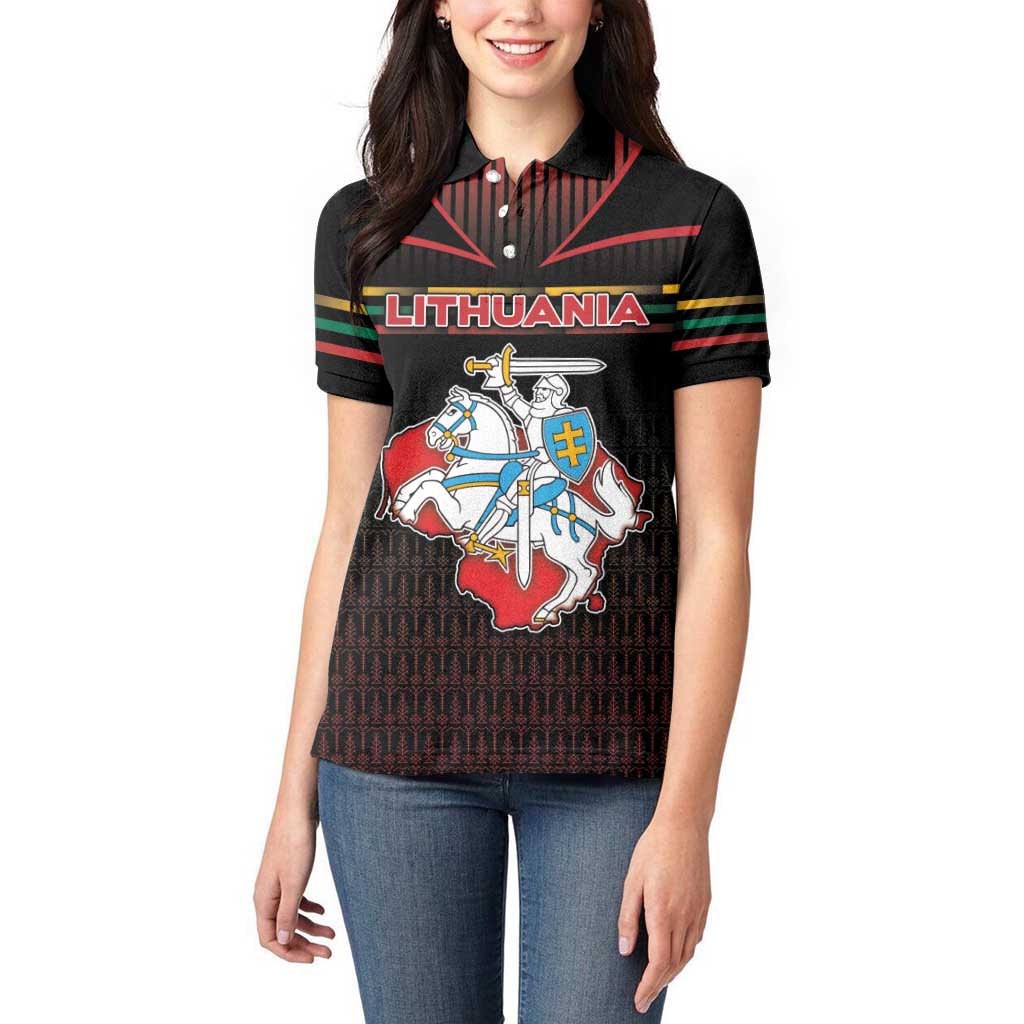 Personalized Lithuania Women Polo Shirt Knight In Armor With Map - Wonder Print Shop