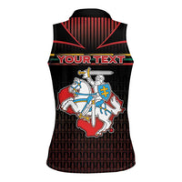 Personalized Lithuania Women Sleeveless Polo Shirt Knight In Armor With Map - Wonder Print Shop