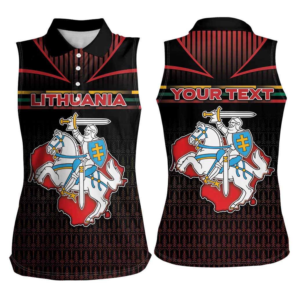 Personalized Lithuania Women Sleeveless Polo Shirt Knight In Armor With Map - Wonder Print Shop