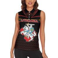 Personalized Lithuania Women Sleeveless Polo Shirt Knight In Armor With Map - Wonder Print Shop