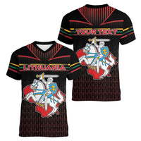 Personalized Lithuania Women V-Neck T-Shirt Knight In Armor With Map - Wonder Print Shop