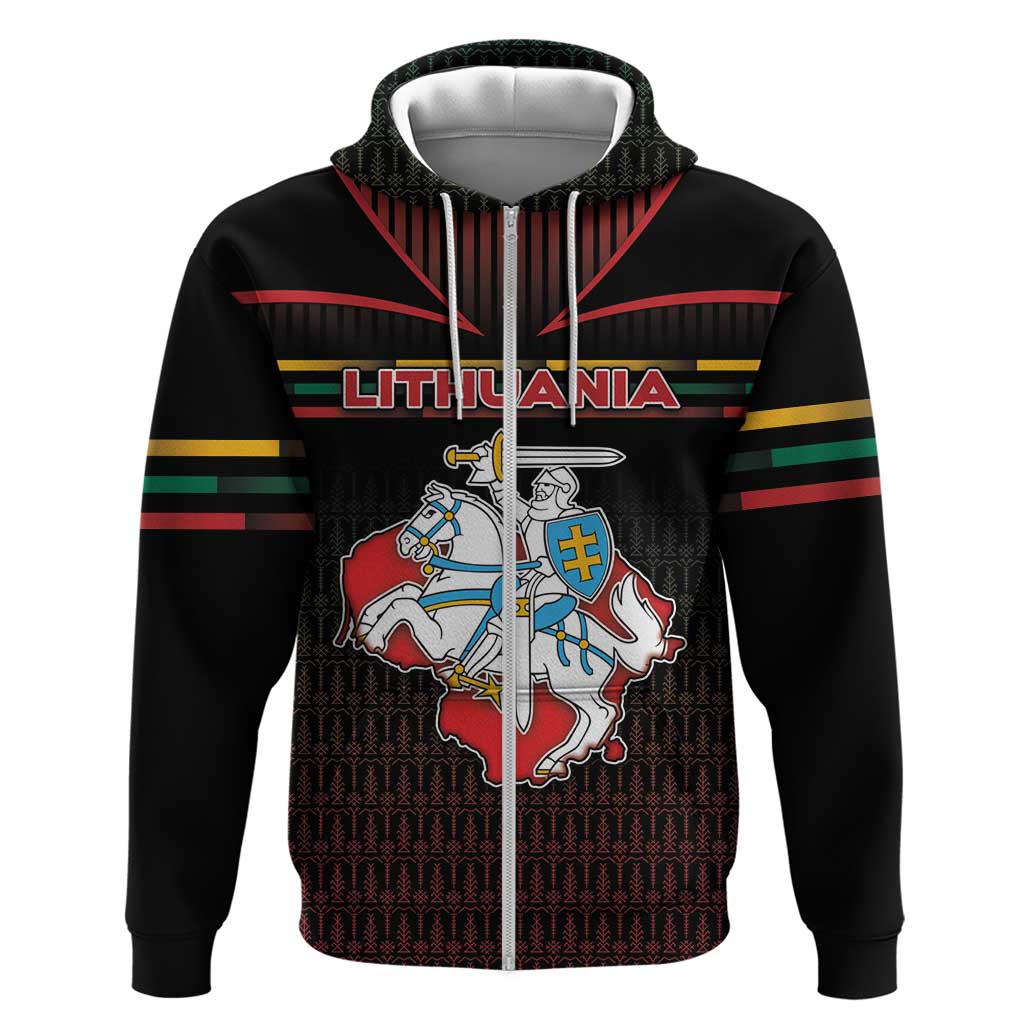 Personalized Lithuania Zip Hoodie Knight In Armor With Map - Wonder Print Shop