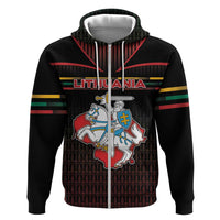 Personalized Lithuania Zip Hoodie Knight In Armor With Map - Wonder Print Shop