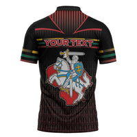 Personalized Lithuania Zipper Polo Shirt Knight In Armor With Map - Wonder Print Shop
