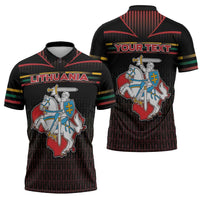 Personalized Lithuania Zipper Polo Shirt Knight In Armor With Map - Wonder Print Shop