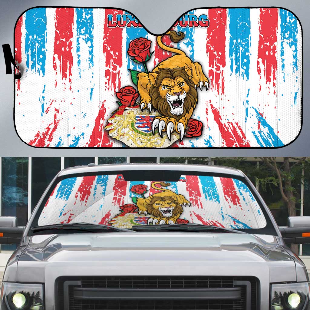 Luxembourg Auto Sun Shade Red Lion With Coat Of Arms - Wonder Print Shop
