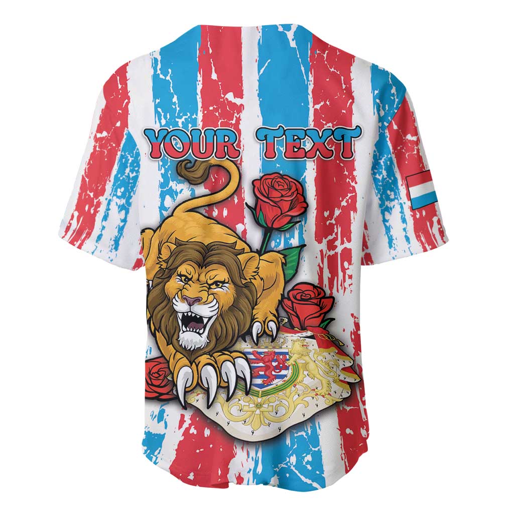 Personalized Luxembourg Baseball Jersey Red Lion With Coat Of Arms - Wonder Print Shop