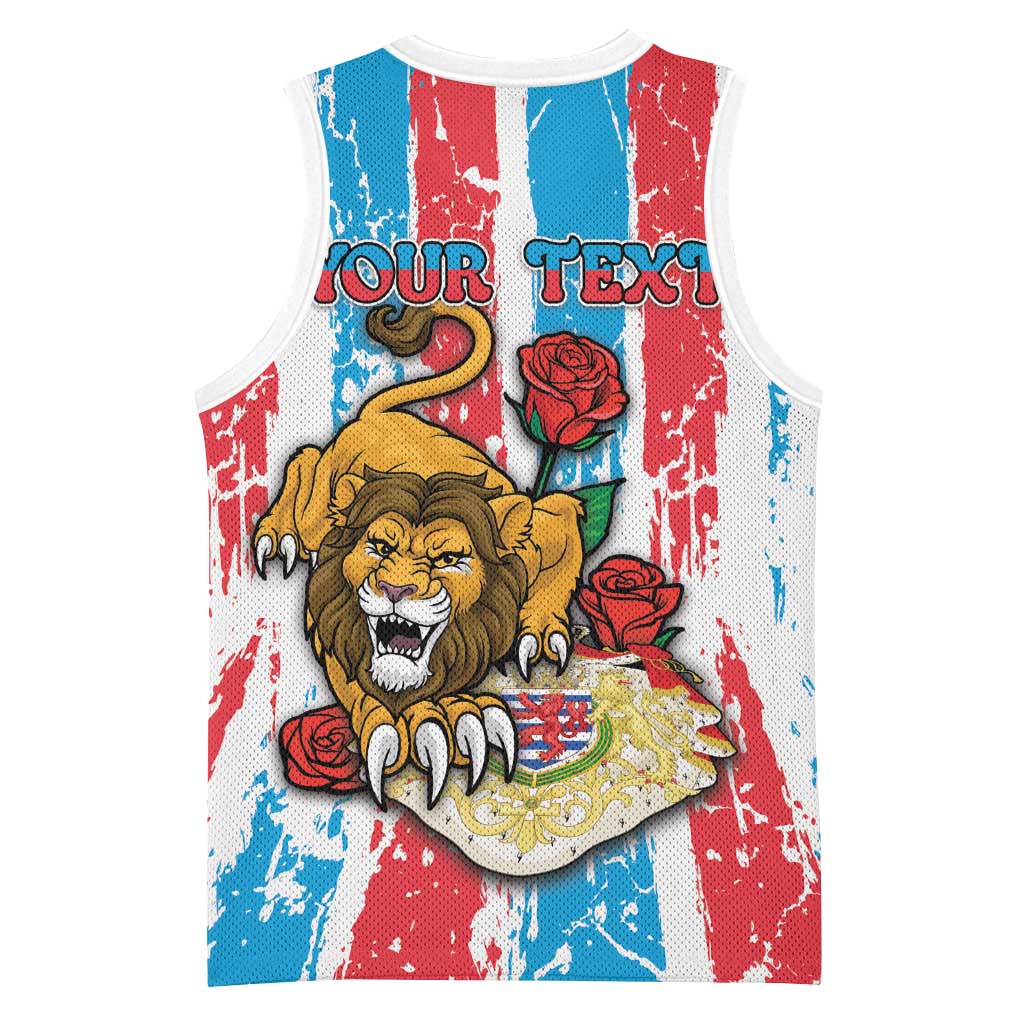 Personalized Luxembourg Basketball Jersey Red Lion With Coat Of Arms - Wonder Print Shop