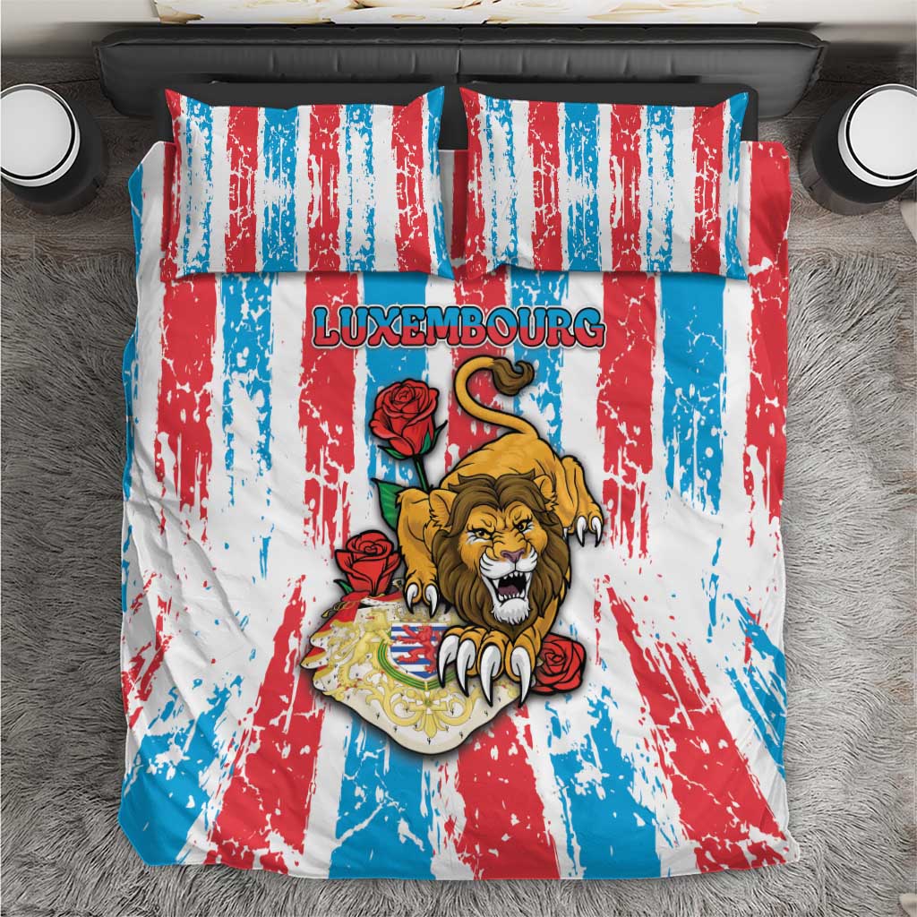 Luxembourg Bedding Set Red Lion With Coat Of Arms - Wonder Print Shop