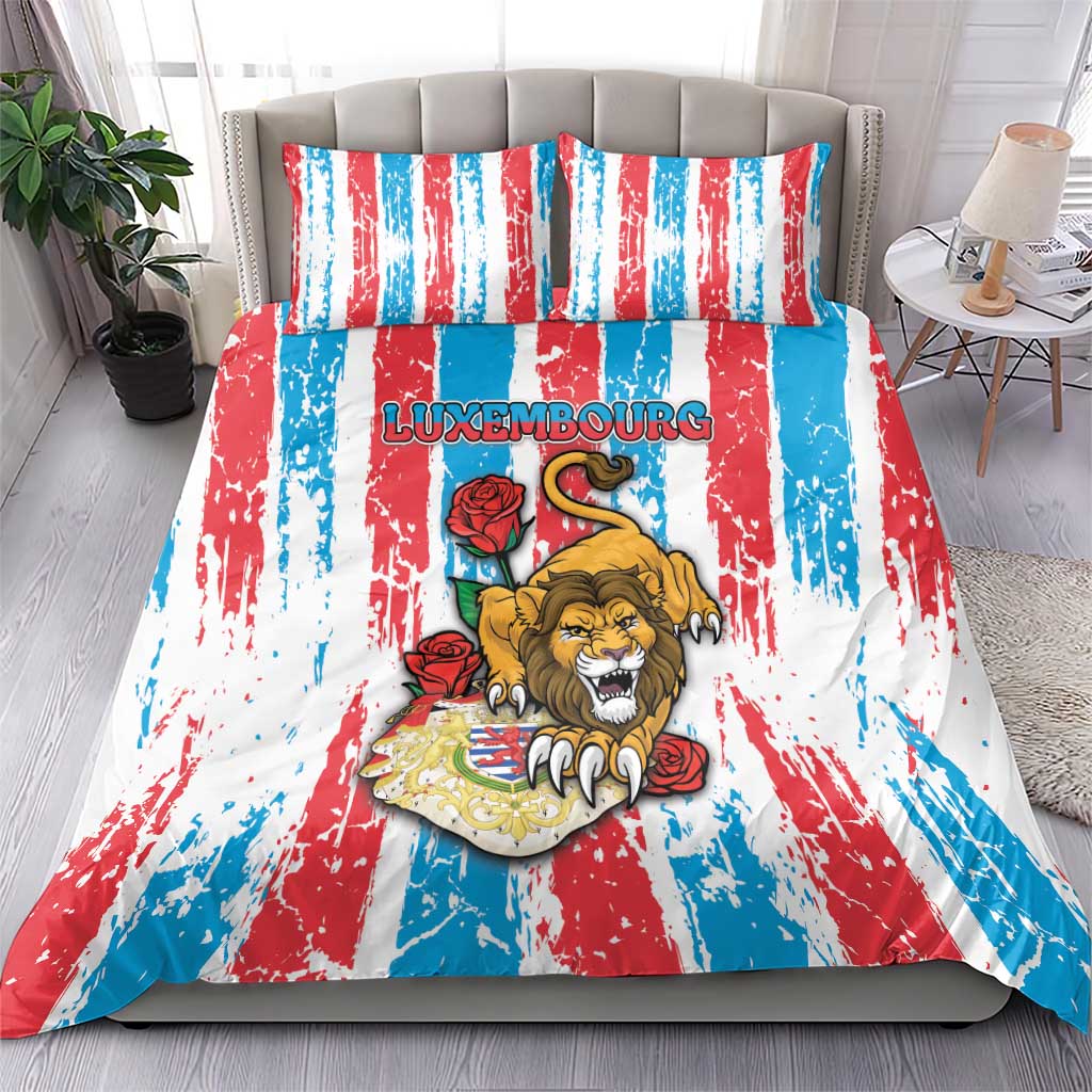 Luxembourg Bedding Set Red Lion With Coat Of Arms - Wonder Print Shop