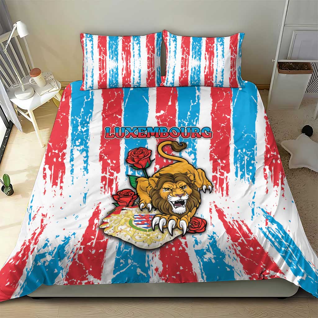 Luxembourg Bedding Set Red Lion With Coat Of Arms - Wonder Print Shop