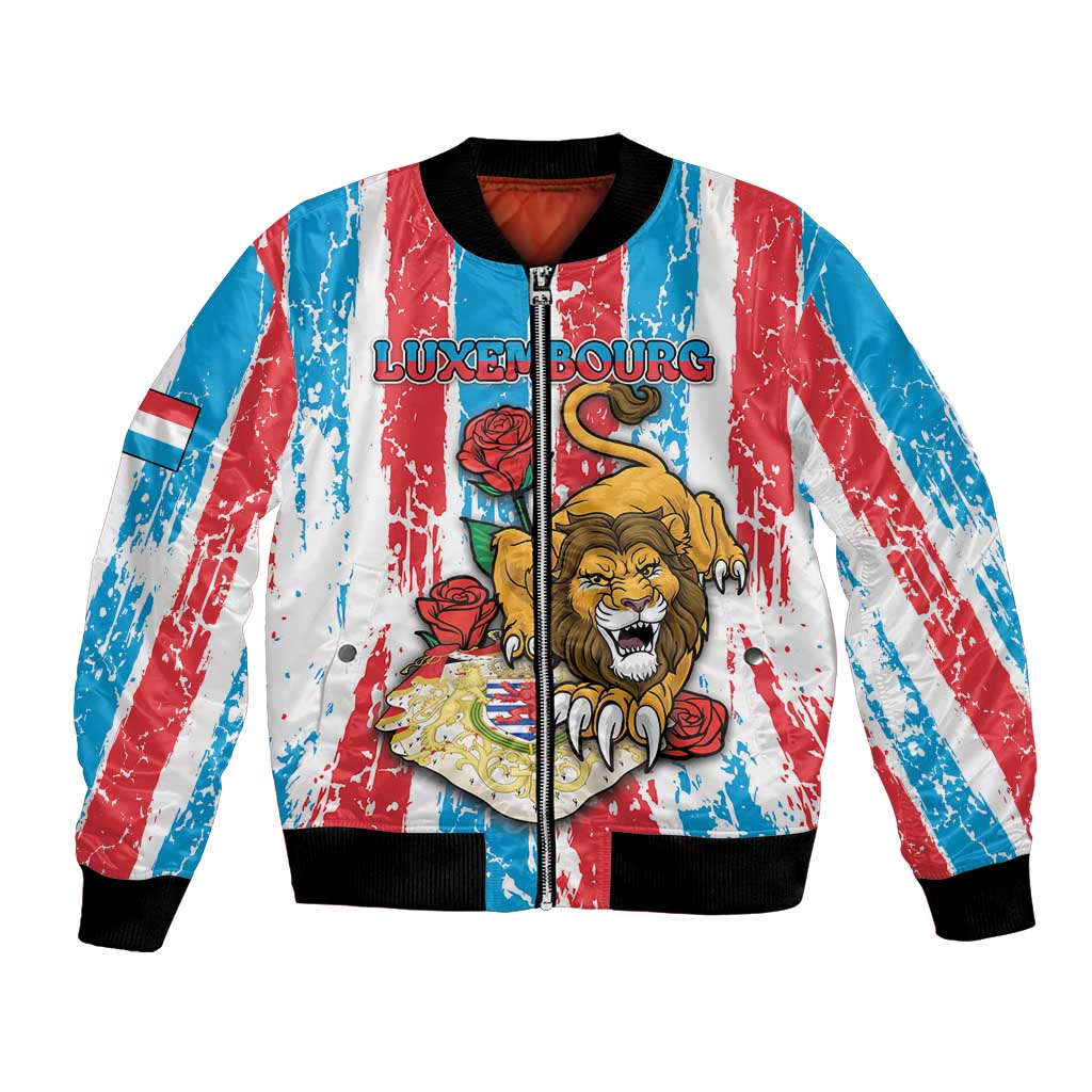 Personalized Luxembourg Bomber Jacket Red Lion With Coat Of Arms - Wonder Print Shop