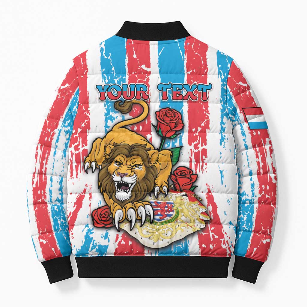 Personalized Luxembourg Bomber Puffer Jacket Red Lion With Coat Of Arms - Wonder Print Shop