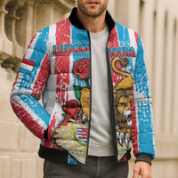 Personalized Luxembourg Bomber Puffer Jacket Red Lion With Coat Of Arms - Wonder Print Shop
