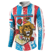 Personalized Luxembourg Button Sweatshirt Red Lion With Coat Of Arms - Wonder Print Shop